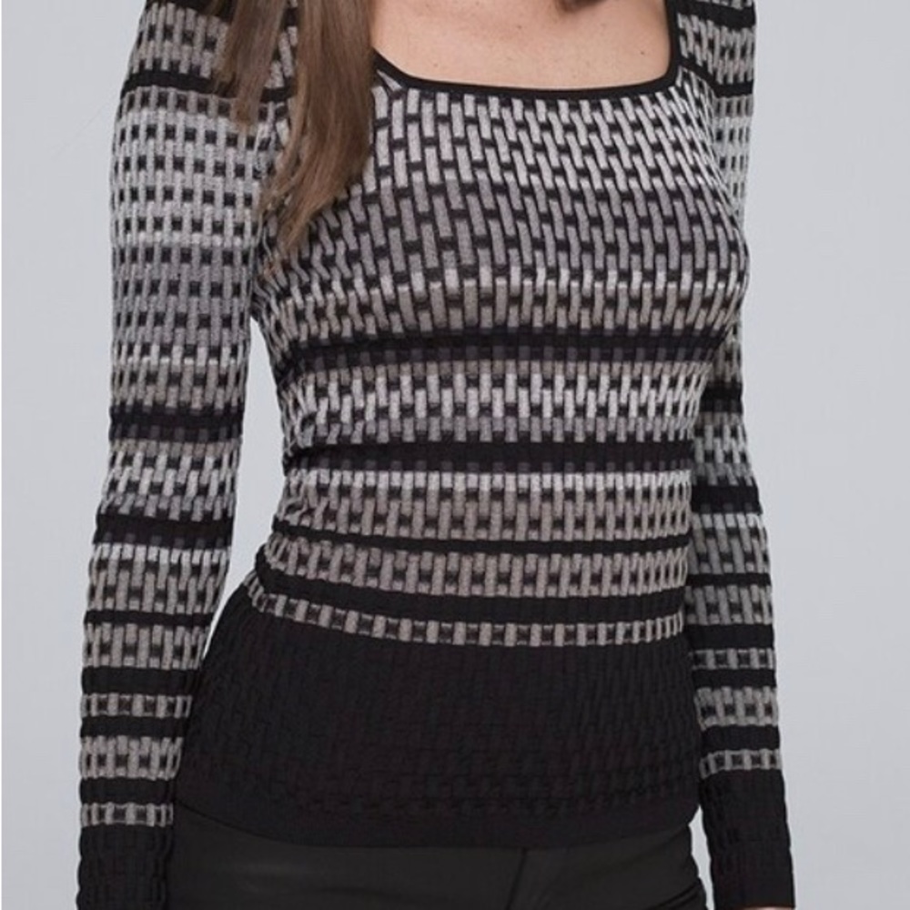 White House Black Market Black and Gray Sweater